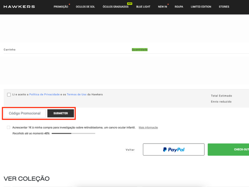 Código promocional online hawkers