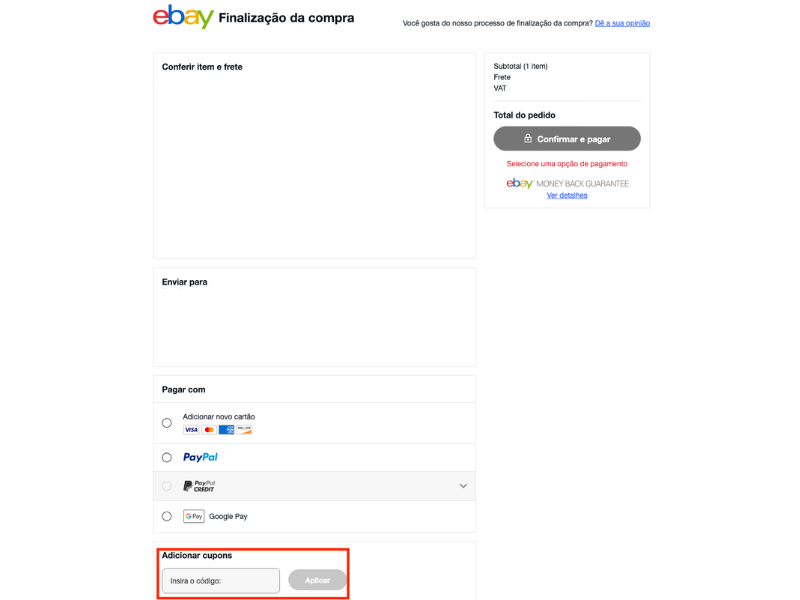 Ebay cupão