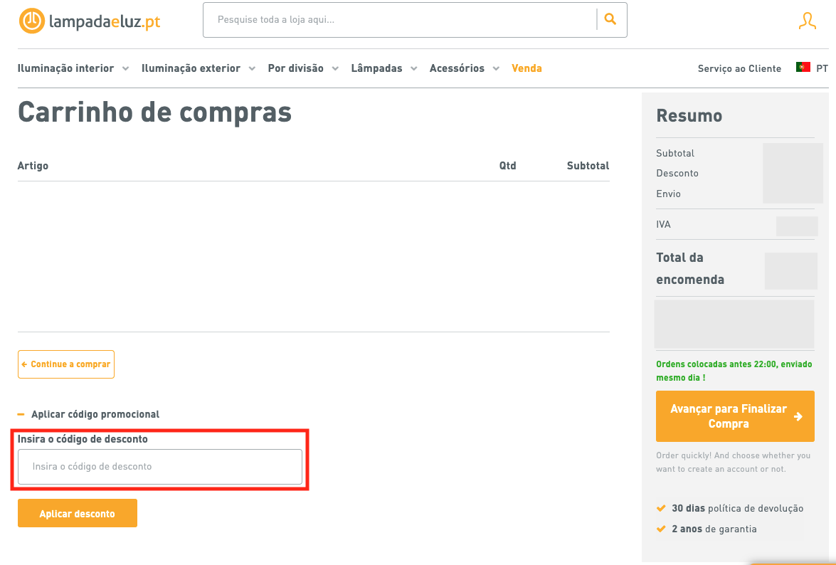 Lampadaeluz.pt cupão