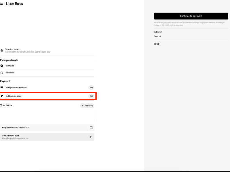 UberEATS cupão